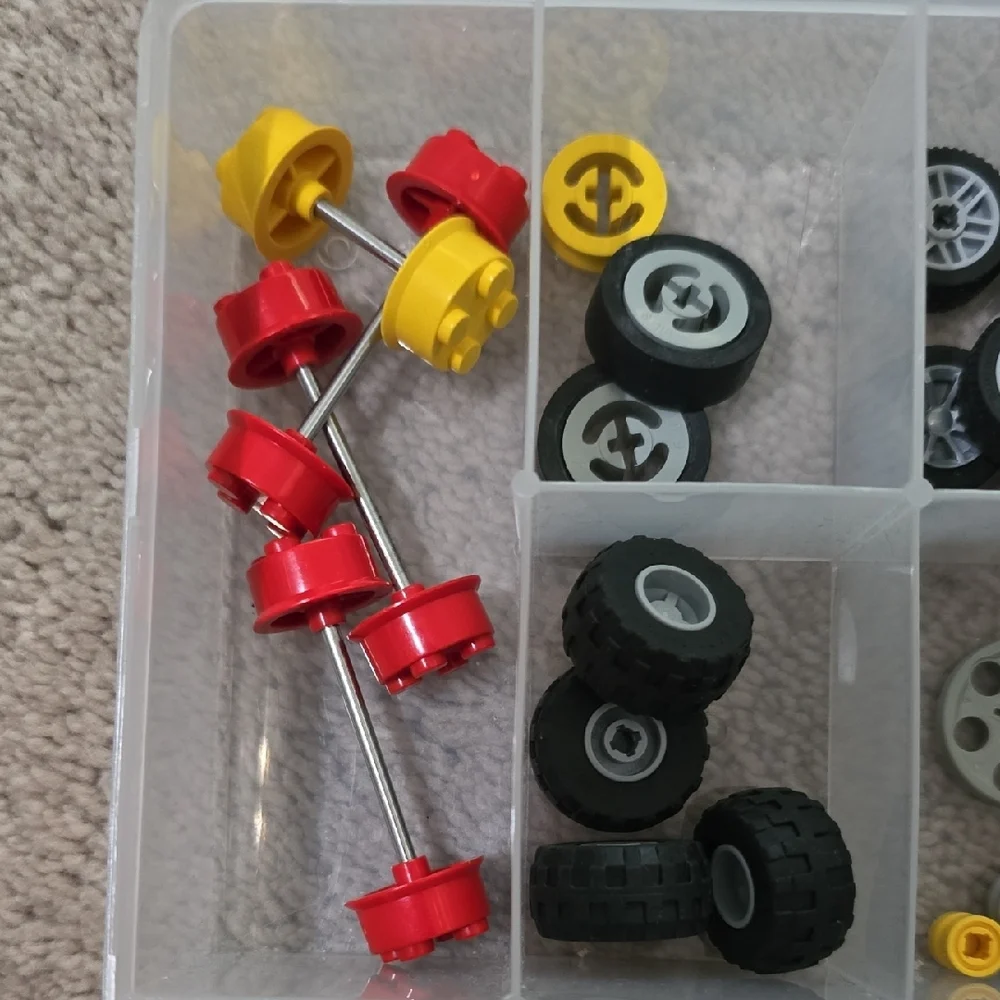 LEGO Building Block Wheels, Tires & Gear Set with Storage Case